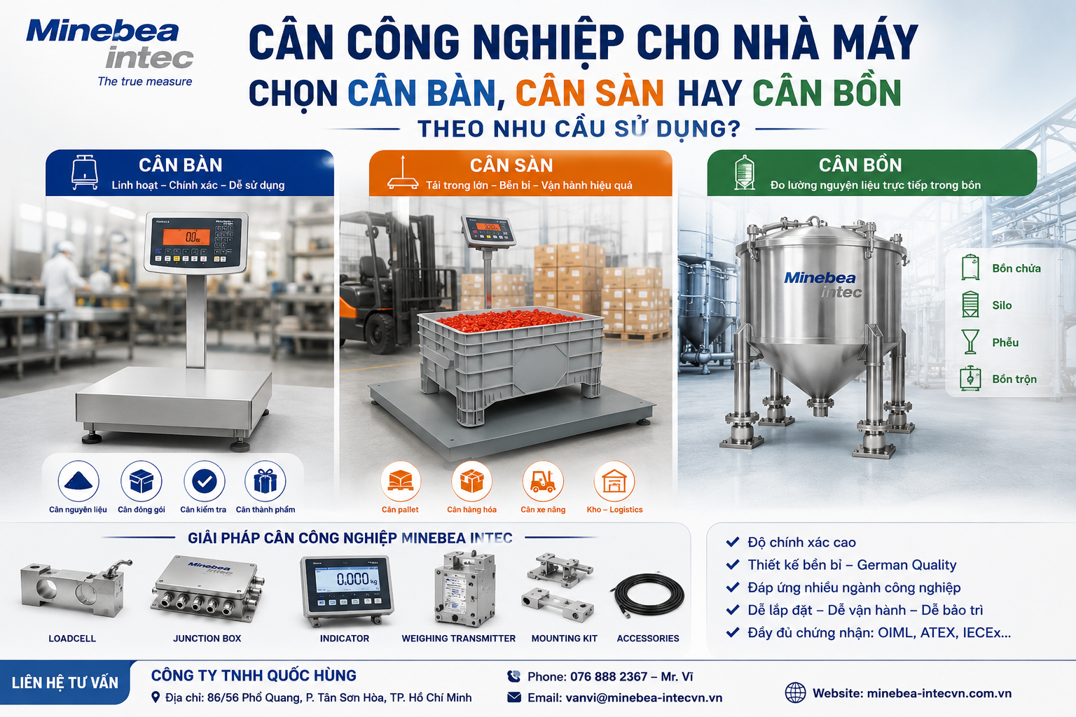 Cân công nghiệp cho nhà máy: Chọn cân bàn, cân sàn hay cân bồn theo nhu cầu sử dụng?